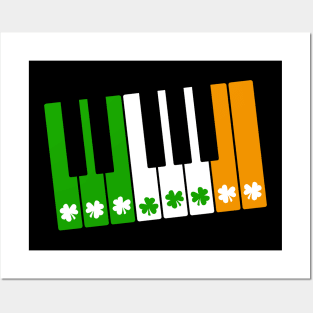 St. Patrick's Day Piano Player Pianist Irish Flag Posters and Art